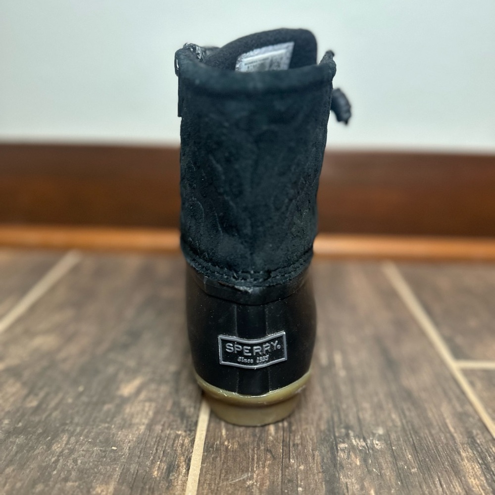 Sperry Saltwater Black Cheetah Print Duck Boots - Picture 5 of 8